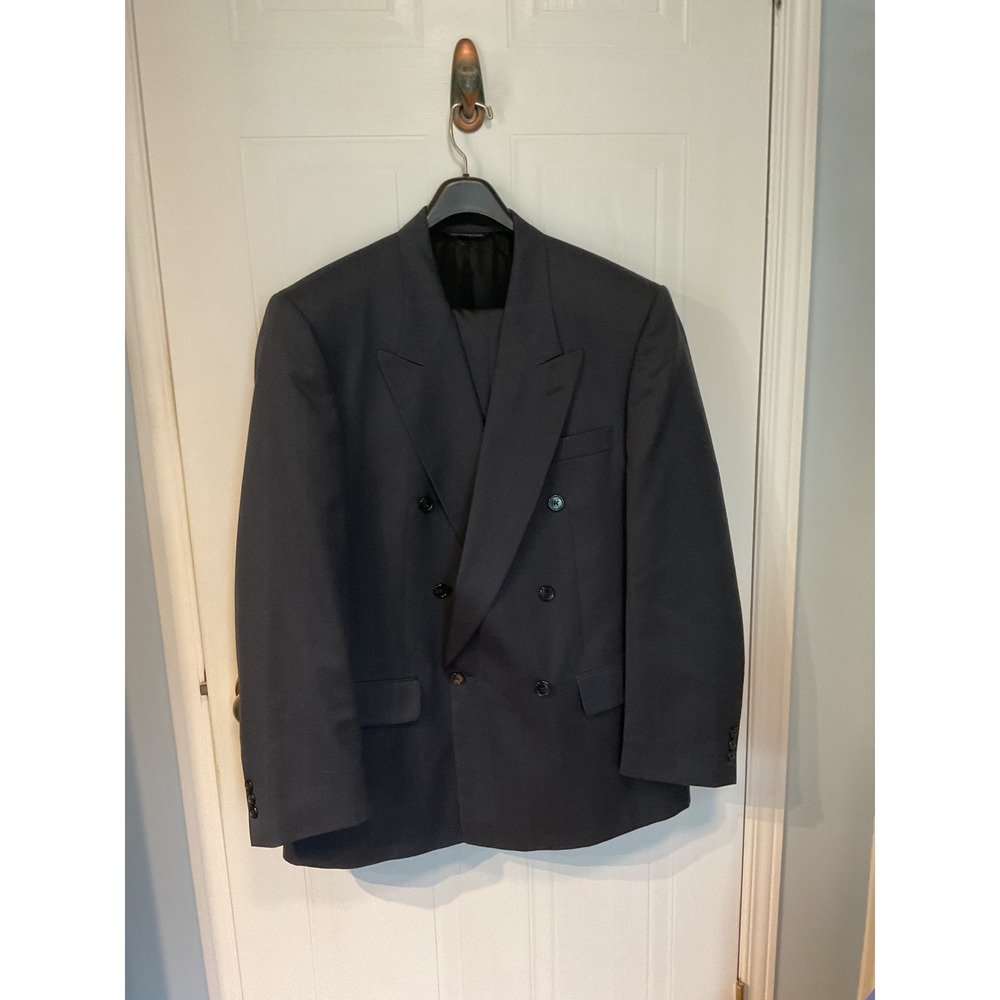 Savile Row Suit Mens Gray Excellent Double Breasted Pinstripe Made in Canada